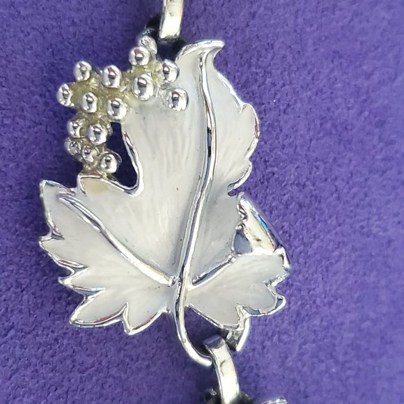 Vintage Whispering Leaves Silver White Leaf Necklace and Bracelet Sarah Coventry - Picture 6 of 10